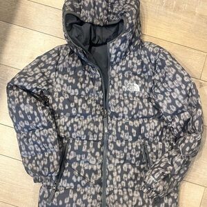 The North Face Kids' Patterned Black and Gray Puffer Jacket
